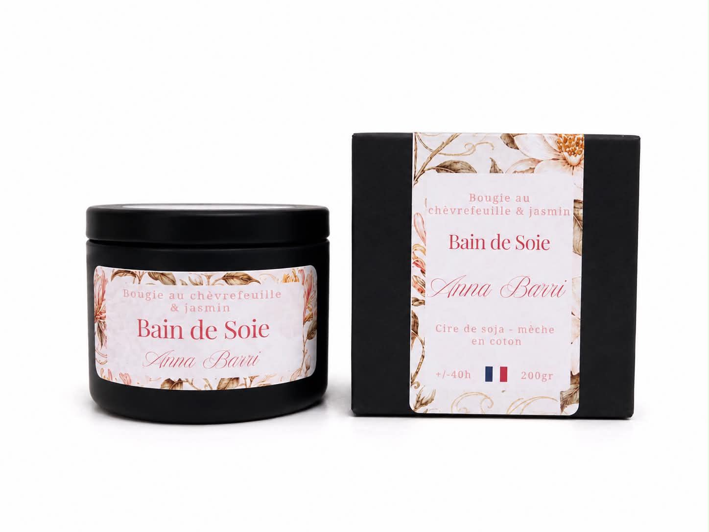 Bain de Soie | Bougie Parfumée au Jasmin & au Chèvrefeuille | 40h de Diffusion
