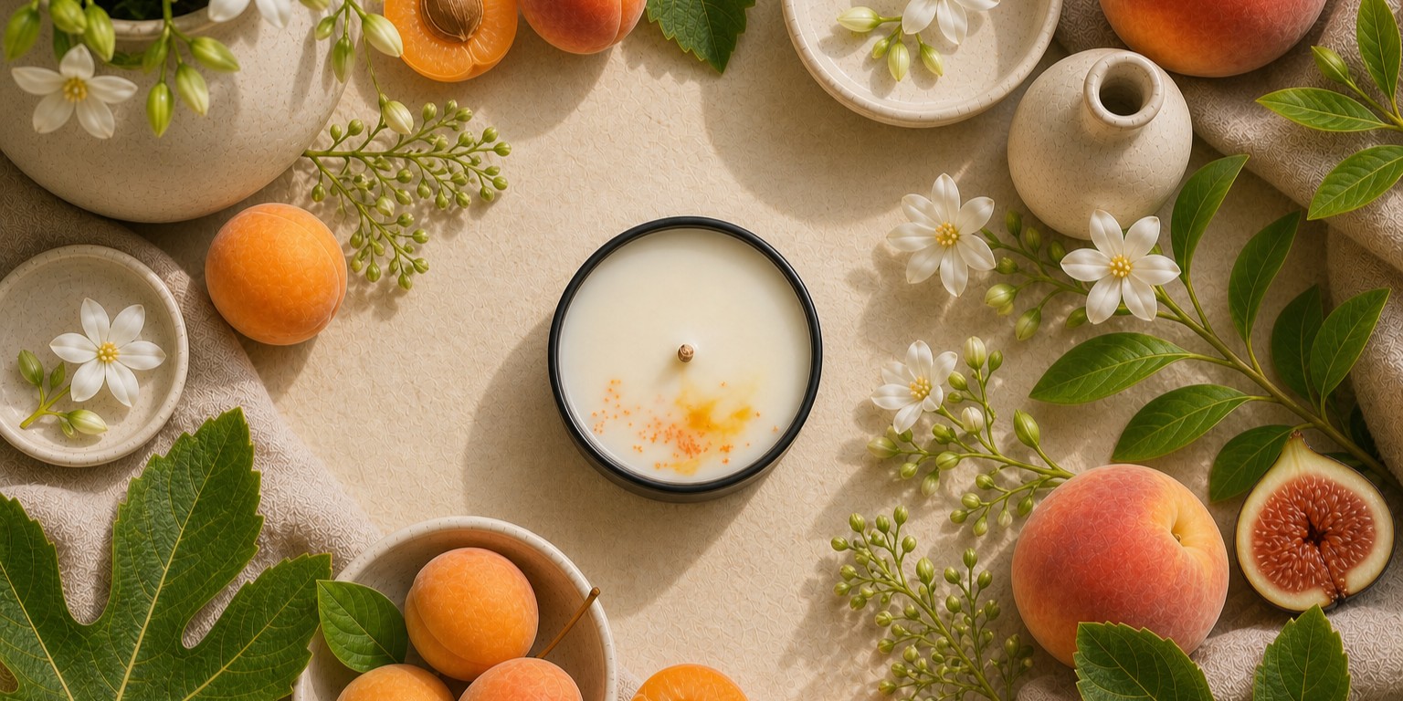 Bougie fruitée, parfumée à l'abricot, respectueuse de l'environnement