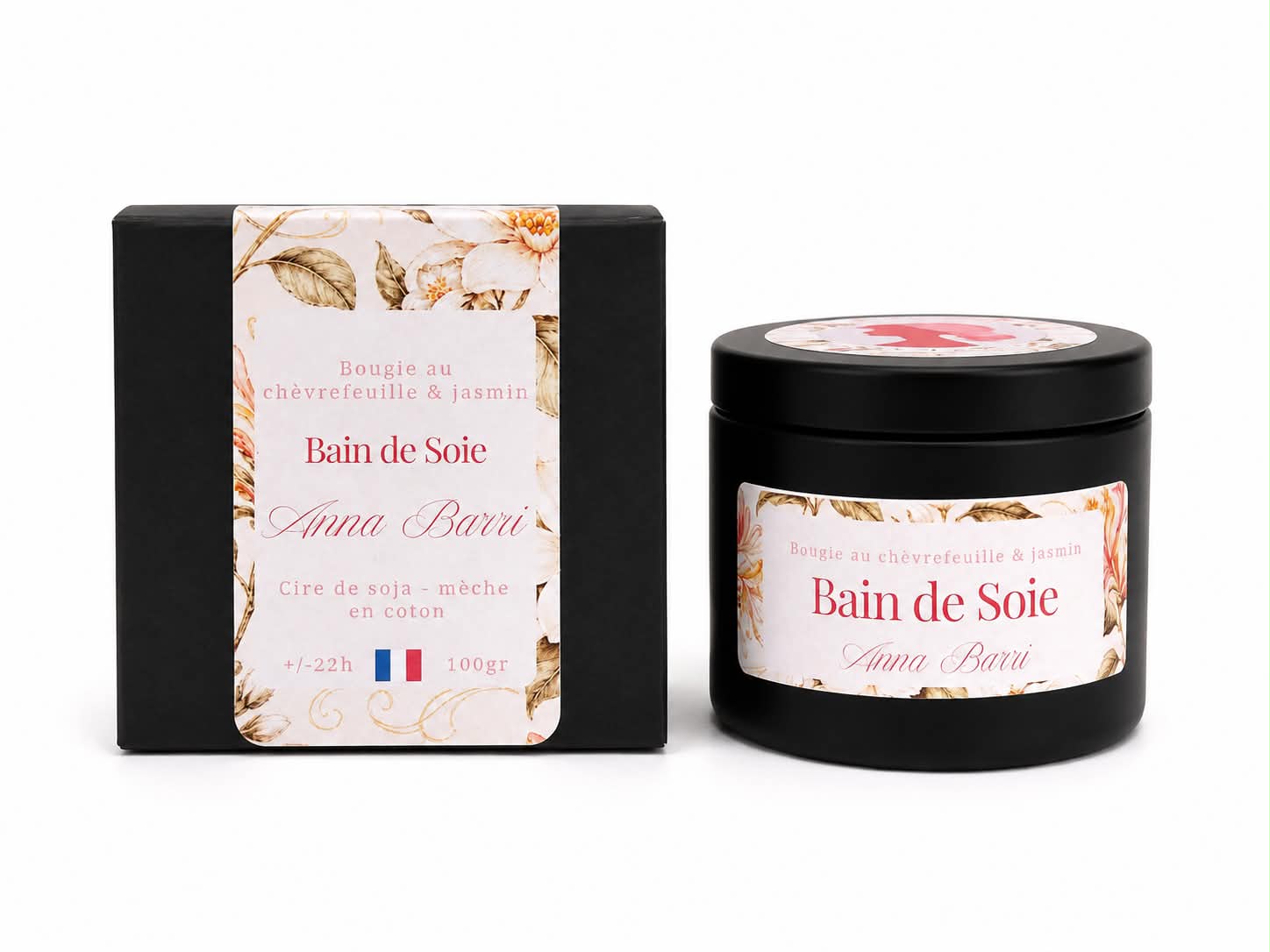 Bain de Soie | Bougie Parfumée au Jasmin & au Chèvrefeuille | 22h de Diffusion